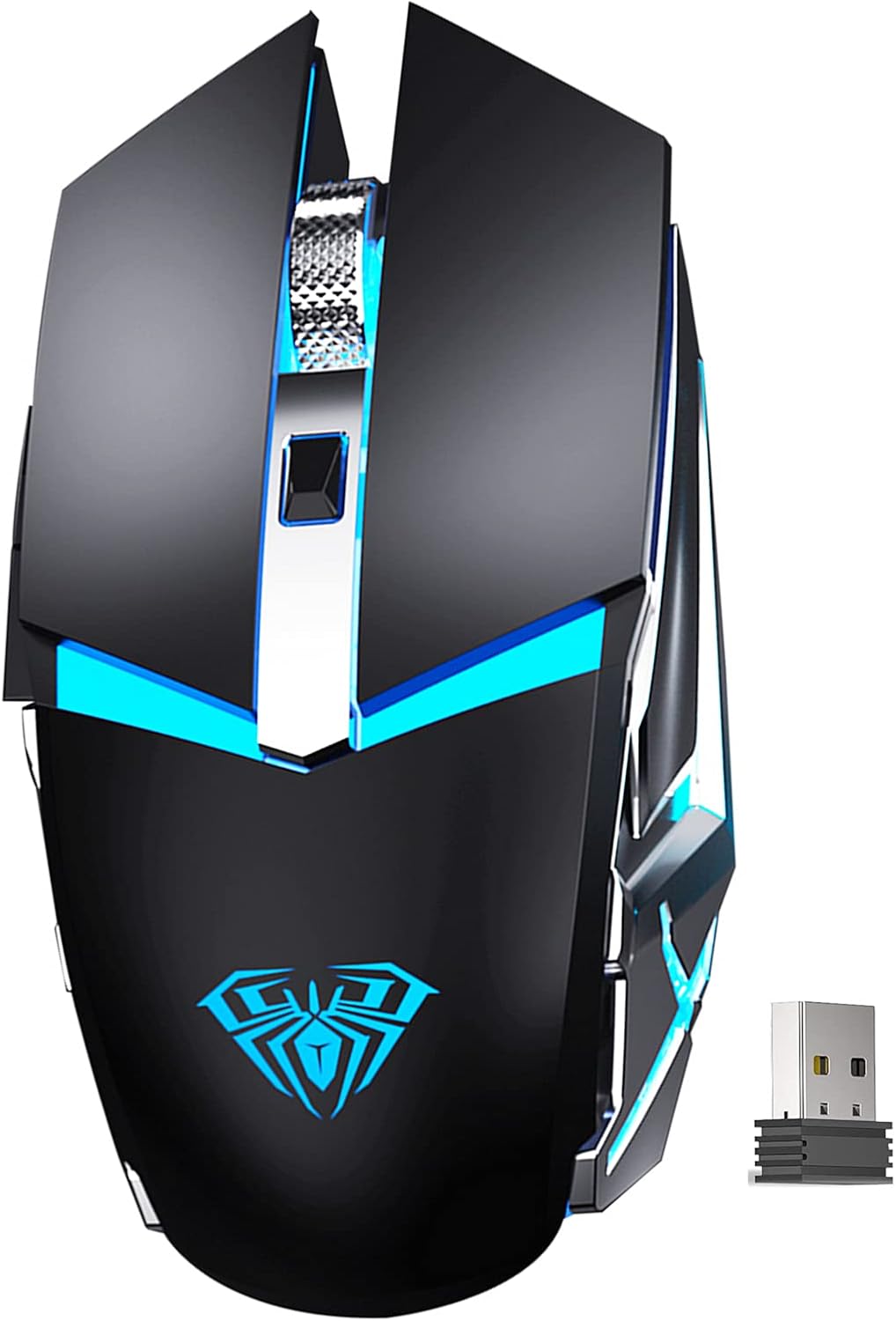 SOLAKAKA LED Wireless Gaming Mouse, 2.4G Cordless & USB Wired Dual-Modes Rechargeable Ergonomic Optical Computer Mice for Office/Games