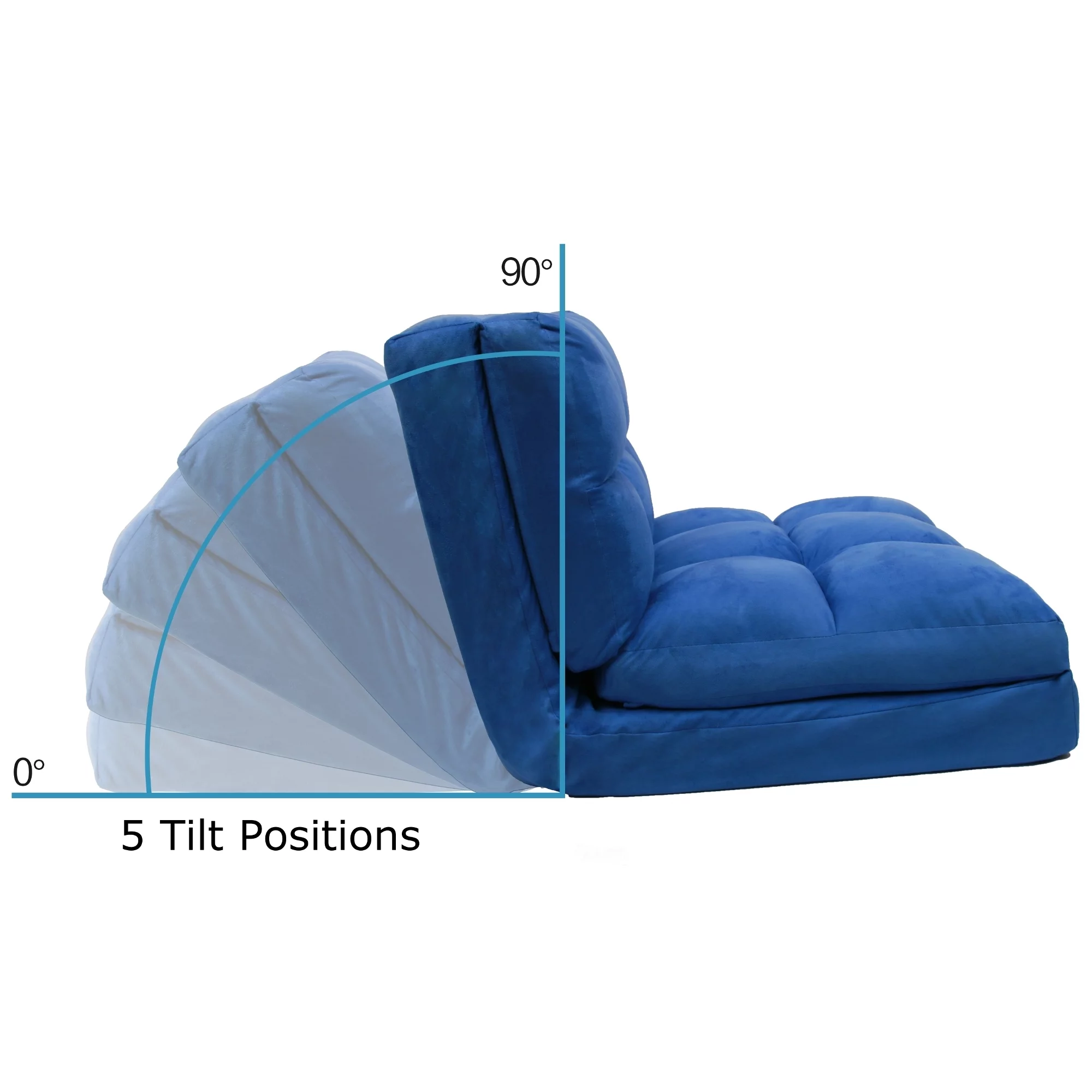 Loungie Microsuede Flip Chair Lounger Seat Blue