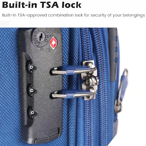 Softside Luggage Sets With Spinner Wheels, Softshell Lightweight Suitcase With Expandable And TSA Lock, 3pcs Set (blue)