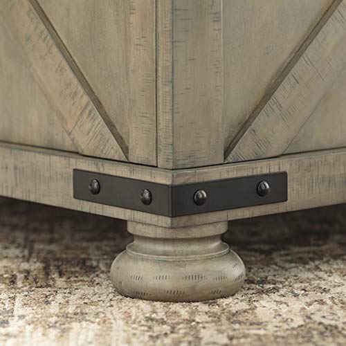 Signature Design by Ashley Valebeck Farmhouse Lift Top Coffee Table with Storage, Distressed Brown & Black Finish