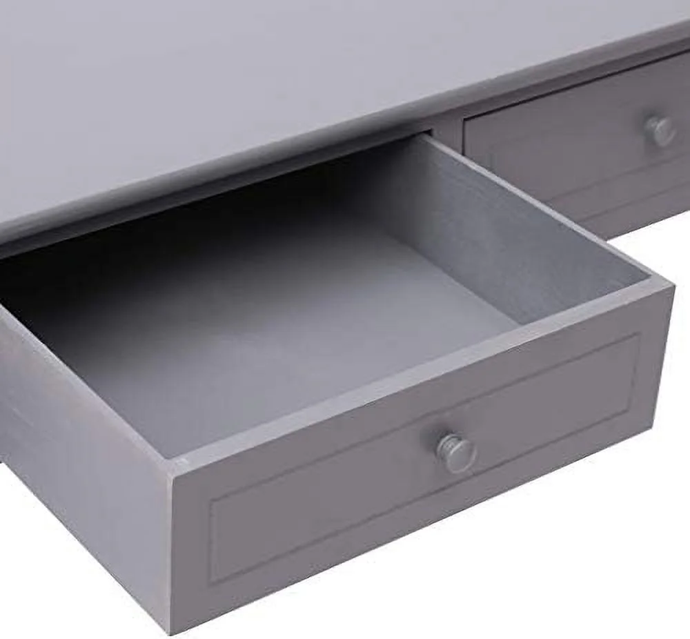 YZboomLife Wood Coffee Table with 2 Drawers - Gray Paulownia and Poplar  - Scandinavian and Farmhouse Style