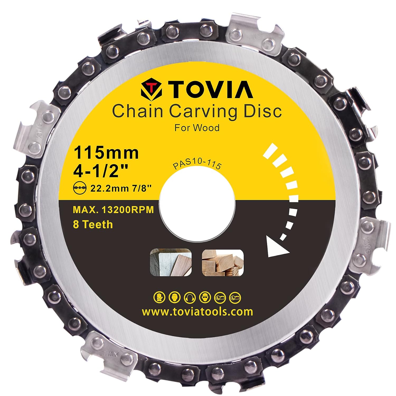 T TOVIA 4 1/2 Inch Grinder Wood Carving Disc, Chain Sawtooth Saw Blade Stump Remover Angle Grinder Tool Chain Disc for Cutting, Carving
