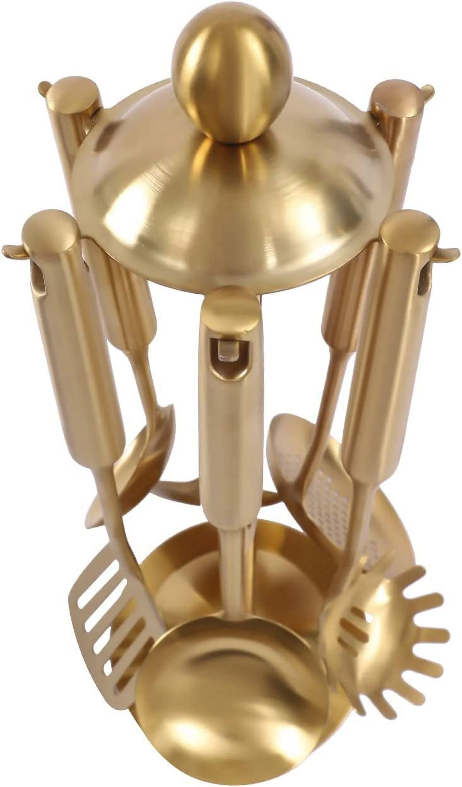 7pcs/ Set Gold Cooking Utensils Healthy Kitchen Tool with Holder Stainless Steel