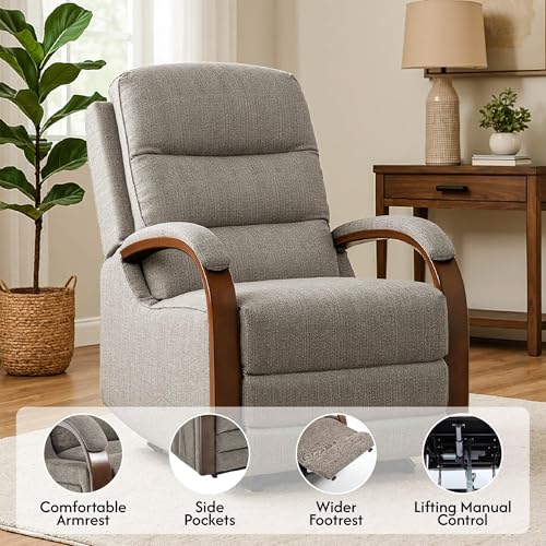 FLEXISPOT XL31 Power Lift Recliner Chair for Elderly, Electric Lift Chair with Massage & Heat, PU Leather Reclining Sofa w/Cup Holders