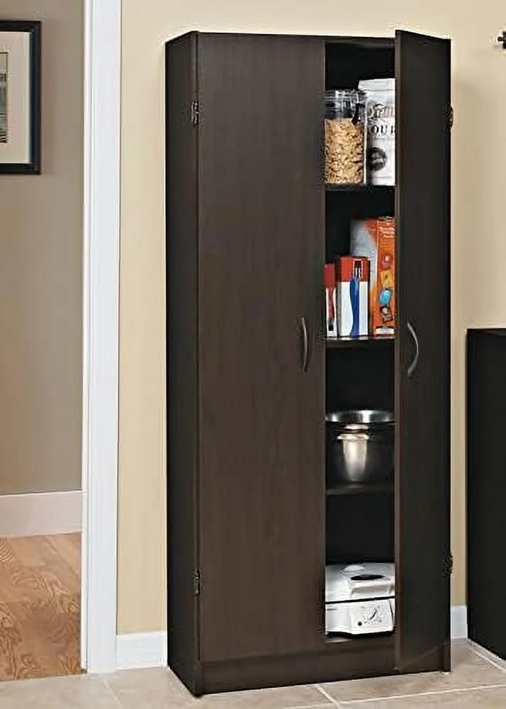 GEROBOOM Pantry Cabinet Cupboard with 2 Doors Adjustable Shelves  Standing   for Kitchen  Laundry or Utility Room  Dark Cherry