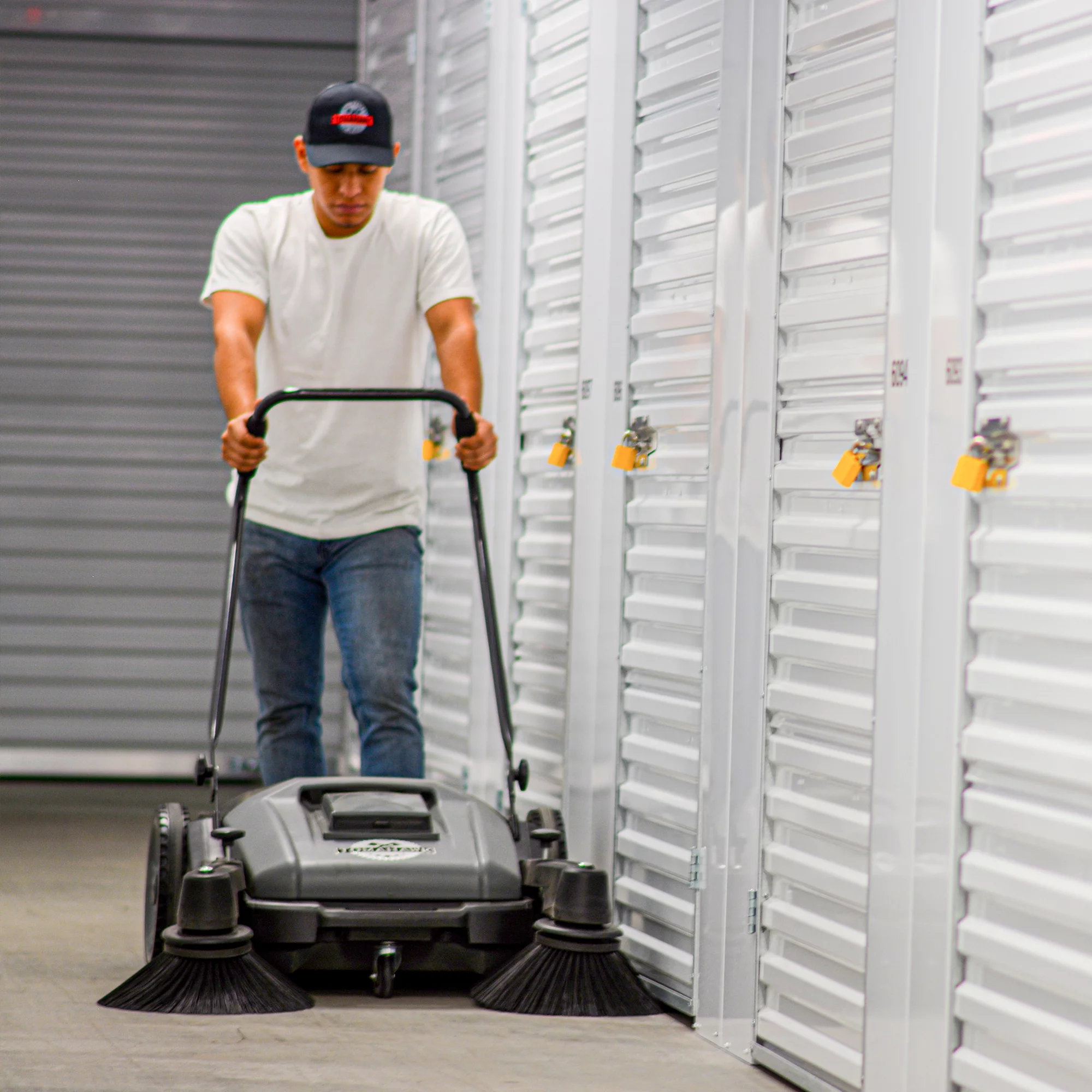 Tomahawk Power TOS38 38" Walk Behind Push Sweeper w/ Triple Power Side Brooms