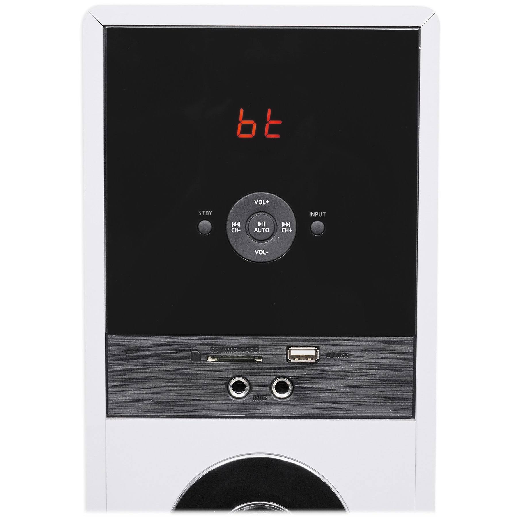 Rockville TM80W White Powered Home Theater Tower Speakers 8x22 Sub/Bluetooth/USB