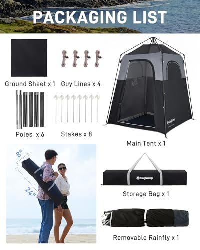 KingCamp Shower Tent, Portable Privacy Tent Outdoor Camping 1/2 Room Toilet Tents with Shower Bag & Dressing Room for Travel Beach Tailgate