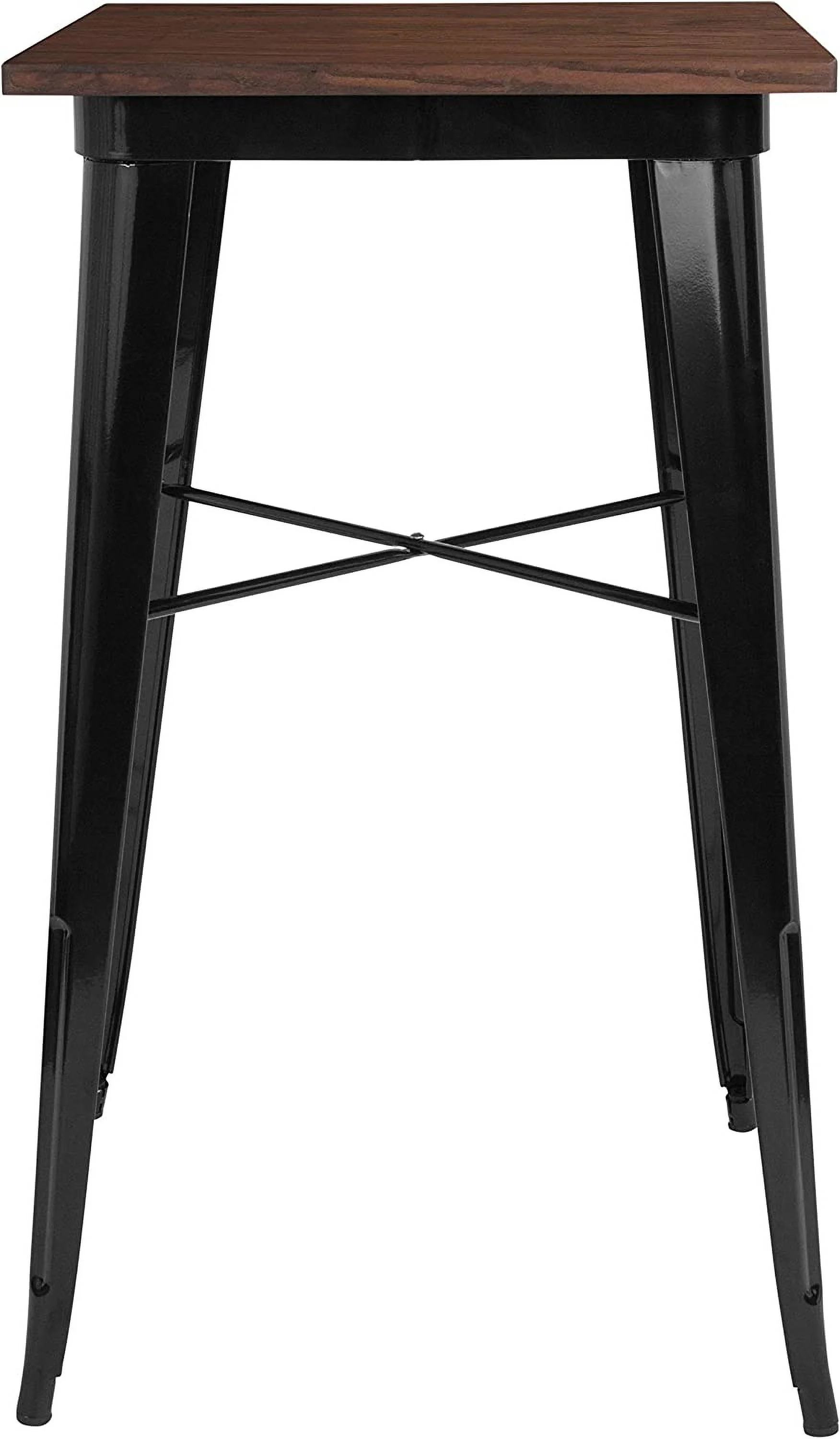 Square Black/Wood Metal Indoor Bar Height Table