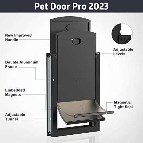 hardlight weatherproof dog door with sliding lock panel, tunnel adjustable, double flap dog door and cat door, strong and dur