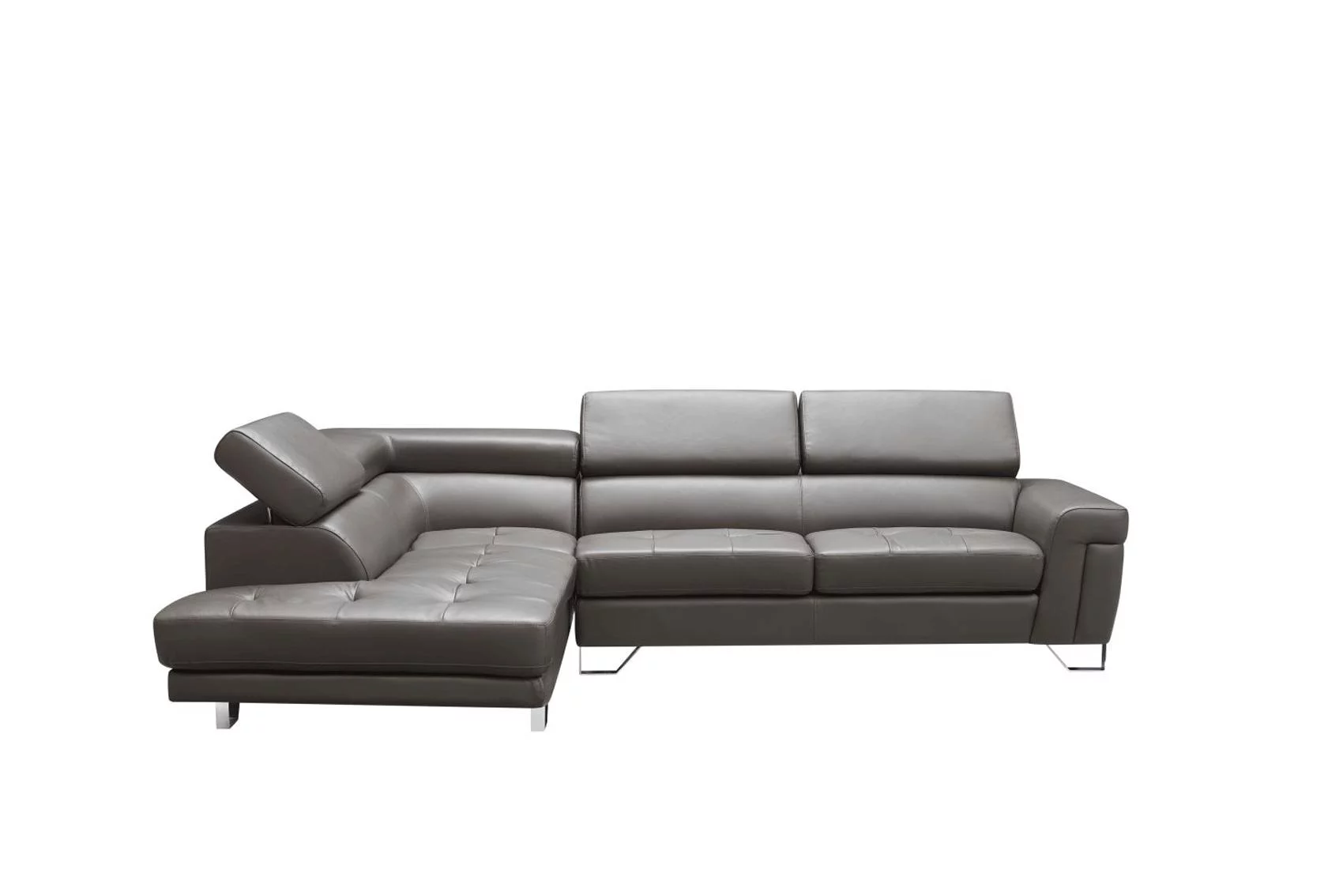 Dark Gray Top-grain Leather Sectional Sofa LEFT 1807 ESF Contemporary Modern - Radiant Selections