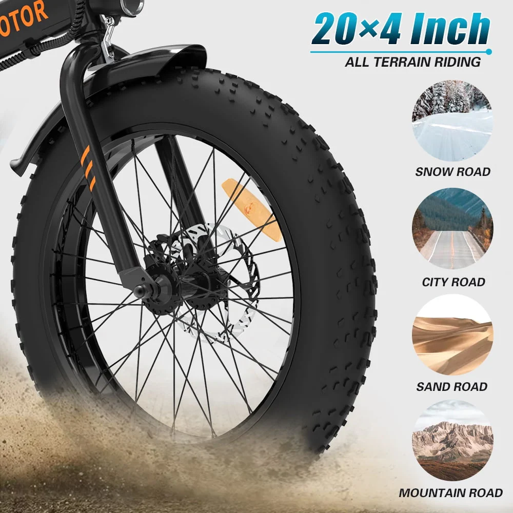 Aostirmotor Folding Electric Bike 20 inch Fat Tire , with 500W Motor, 36V 13AH Removable Lithium Battery,Ebikes for Adults（Black）