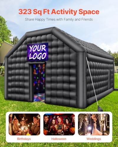 VEVOR Inflatable Nightclub, 26.2 x 19.7 x 13.1 Ft, Blow up Party Tent with Disco Lights & 1100W Blower, Large Inflatable Night Club Tent for Adults