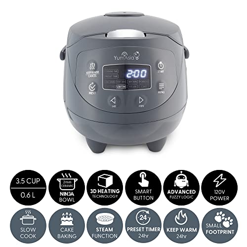 Yum Asia Panda Mini Rice Cooker With Ninja Ceramic Bowl and Advanced Fuzzy Logic (3.5 cup, 0.63 litre) 4 Rice Cooking Functions