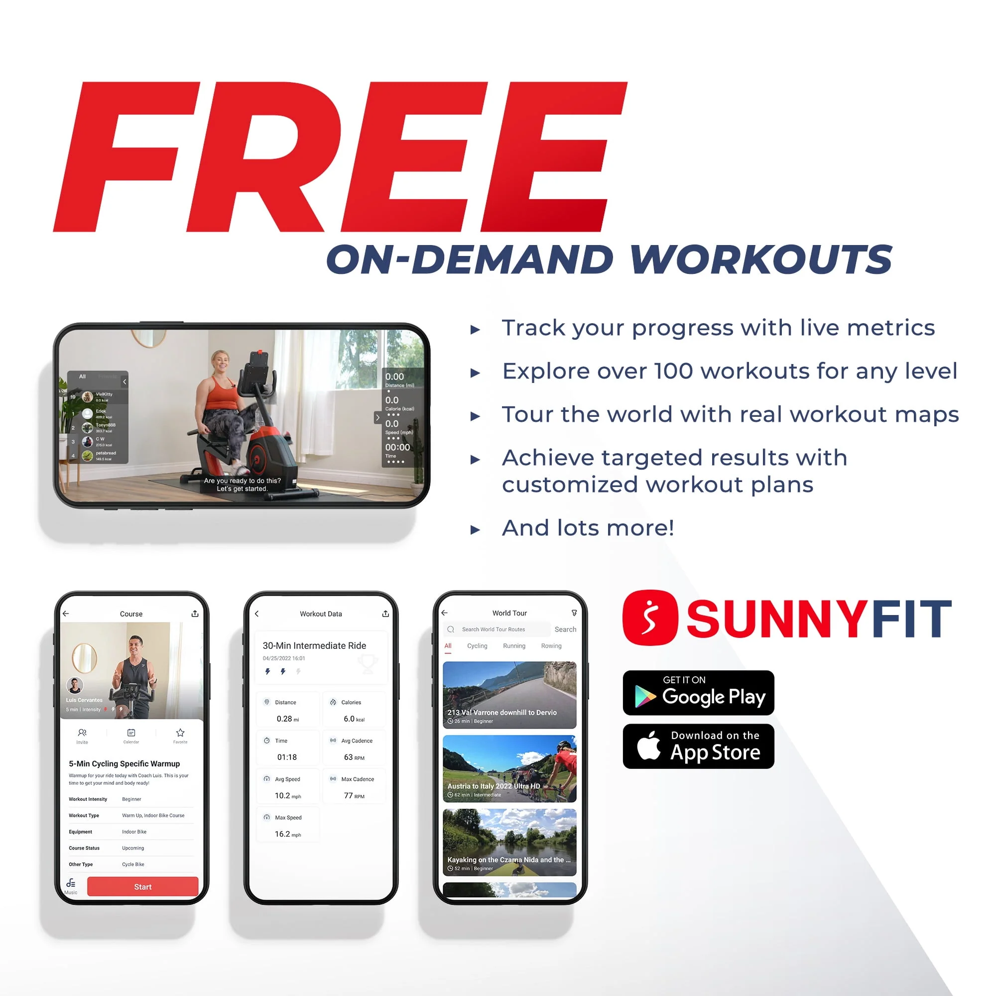 Sunny Health & Fitness Premium Indoor Cycling Smart Stationary Bike with Exclusive SunnyFit庐 App Enhanced Bluetooth Connectivity
