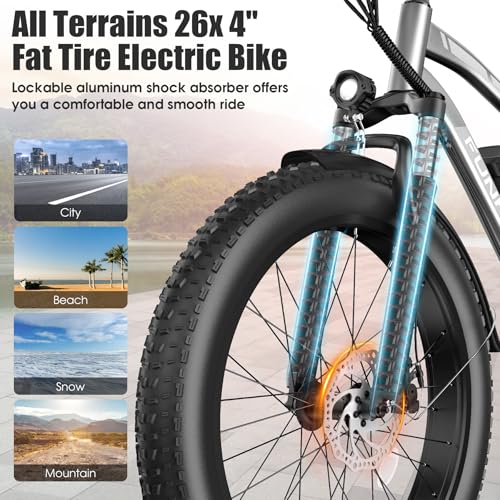 Electric Bike for Adults, Peak 1000W Ebike, 25MPH 60Miles Electric Mountain Bike, 26" Fat Tire Adult Electric Bicycle with 48V 13AH Battery