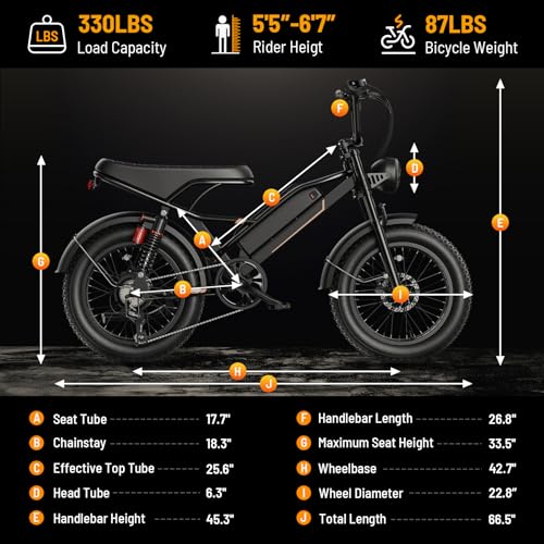 Jasion YR20 Electric Bike for Adults with Peak 2000W Motor, 48V 20AH Battery Electric Bicycle