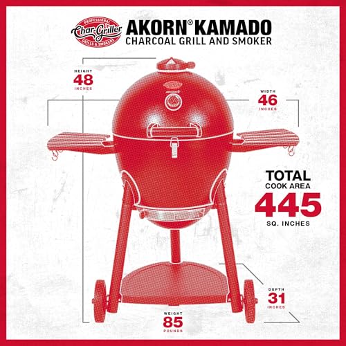 Char-Griller® AKORN® Kamado Charcoal Grill and Smoker with Cast Iron Grates, Warming Rack and Locking Lid with 445 Cooking Square Inches in Graphite