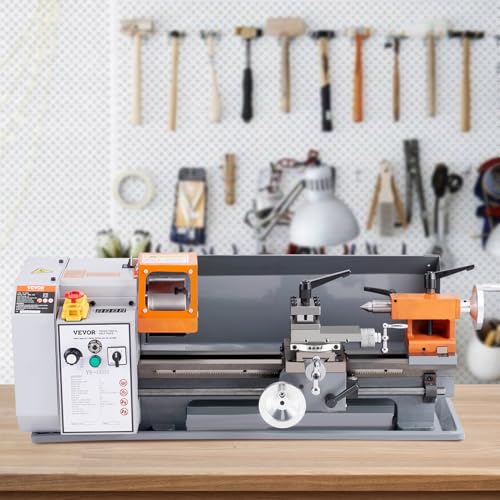 VEVOR Metal Lathe Machine, 7'' x 13.78'', Precision Benchtop Power Metal Lathe, 0-2200 RPM Continuously Variable Speed, 500W Brush Motor Metal Gears