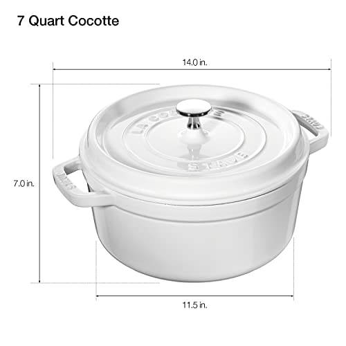 STAUB Cast Iron Dutch Oven 5.5-qt Round Cocotte, Made in France, Serves 5-6, Black Matte