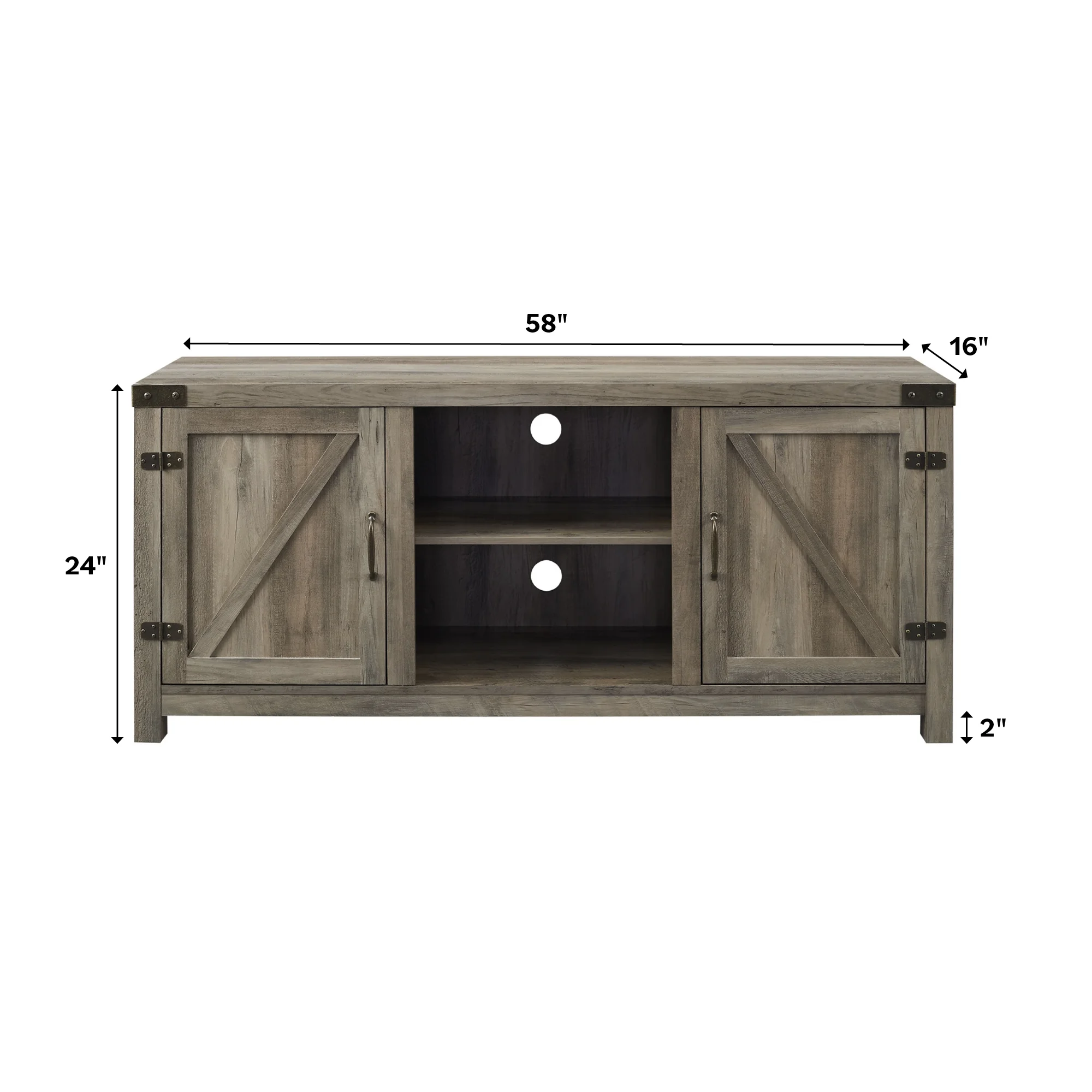 Walker Edison Modern Farmhouse Barn Door TV Stand for TVs up to 65, Grey Wash