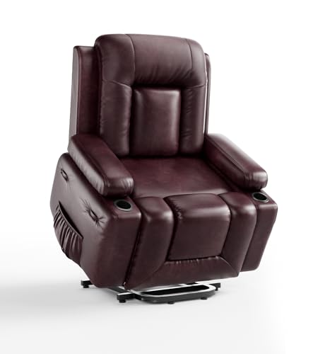 GarveeHome Power Lift Recliner Chair - Heat and Massage, Faux PU Electric Lift Recliner for Elderly & Mobility Impaired, Adjustable Back and Legs