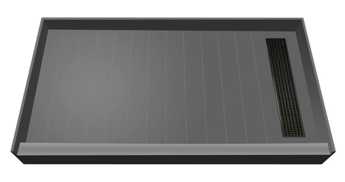 Tile Redi RT4860R-RB48-KIT Base N Bench 72x22 x 48x22 Rectangular Shower Base with Single Threshold and Right Drain Oil Rubbed B