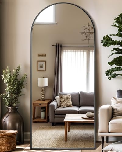 Full Length Mirror, 76"x34" Arched Floor Mirror Freestanding, Floor Standing Full Body Mirror with Stand for Bedroom