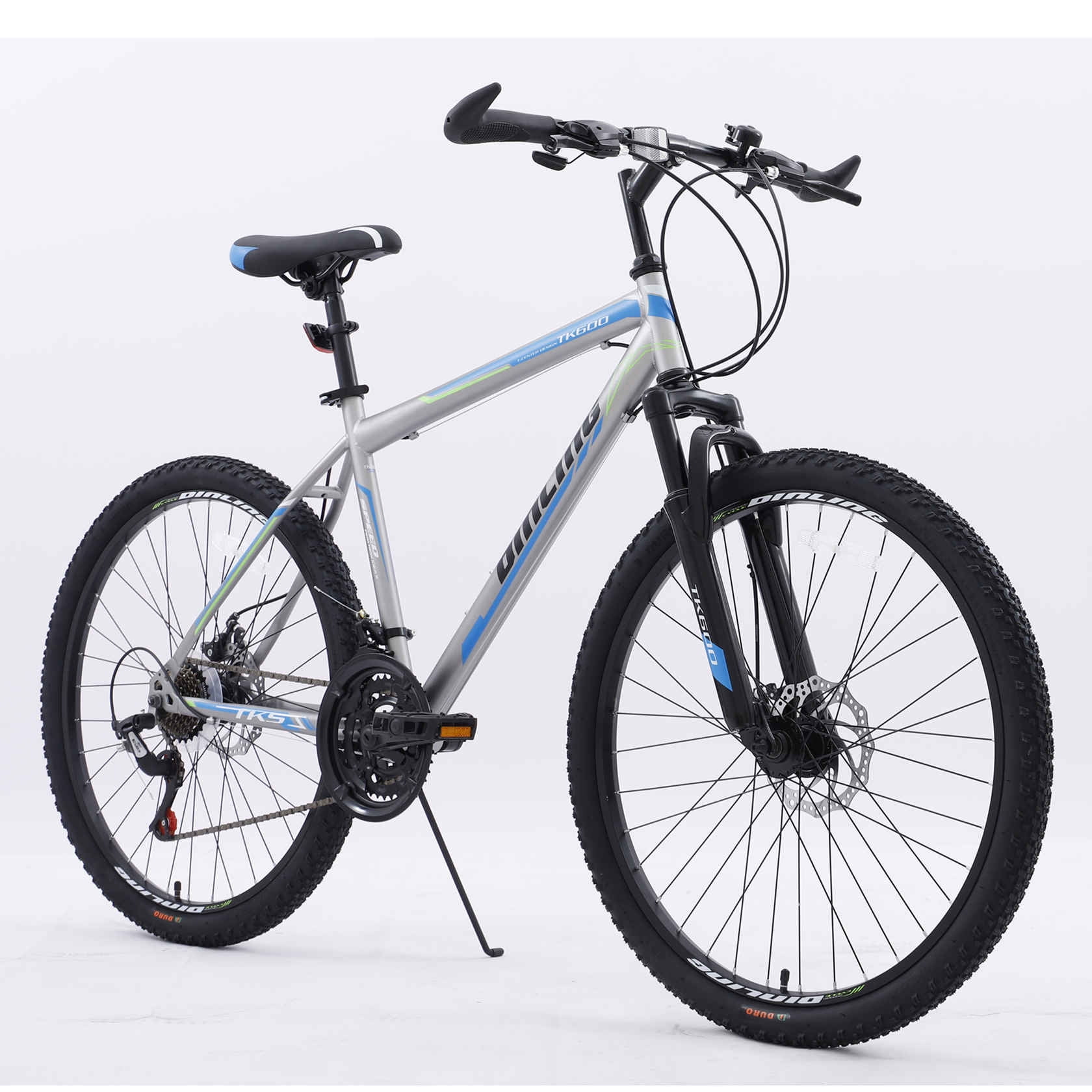 Dinling Adult Mountain Bike for Men and Women, 21-Speed, 26 inch wheels Grey-blue