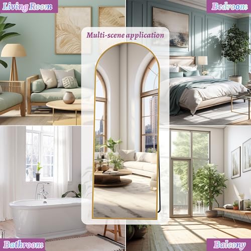 Full Length Mirror, 76"x34" Arched Floor Mirror Freestanding, Floor Standing Full Body Mirror with Stand for Bedroom