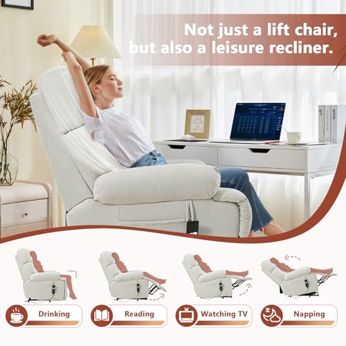 Small Power Lift Recliner for Elderly, Lift Chair Recliners, Electric Recliner Chairs for Seniors, Remote Control, Adjustable, Side Pocket (Navy Blue)