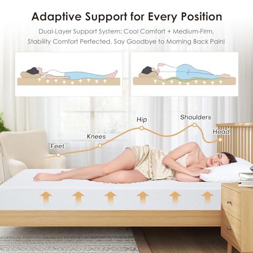 10 Inch Full Size Mattress with Gel Cooling Memory Foam, High-Density Base Foam Mattress with Removable Washable Cover, Certified Safe Foams & Fabric