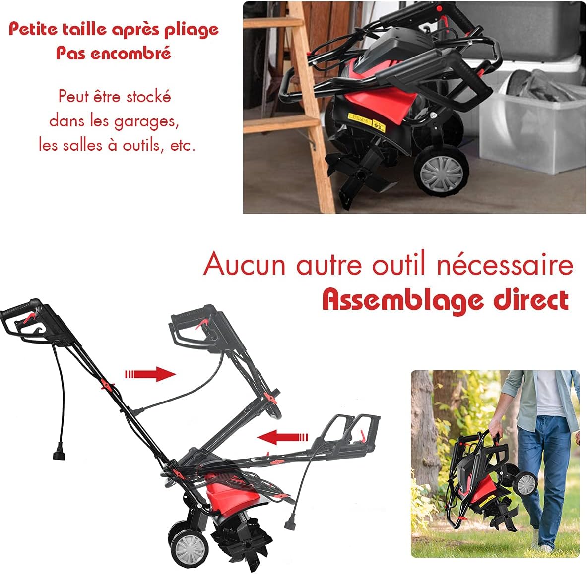 RELAX4LIFE Electric Tiller 1500 W at 400 RPM, Tiller with Working Depth 22 CM, Width 43 CM and 6 Blades
