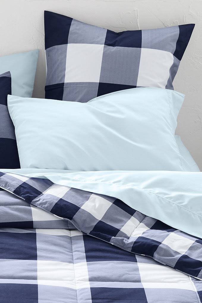 Supima Cotton No Iron Sateen Sheets - 400 Thread Count - Lands& End - Blue - XLT