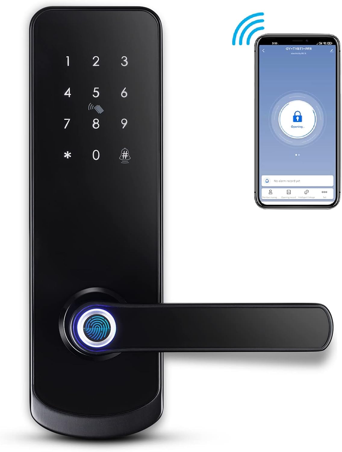 LOQRON Fingerprint Smart Door Lock, Security Keyless Entry Door Lock with Reversible Handle, Weatherproof Electronic Deadbolt
