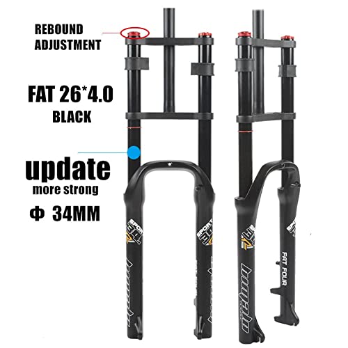 ARBOEE 26 Inch Bike Suspension Forks 4.0 Fat Bike Straight Front Fork Downhill Mountain Bike Double Shoulder 1-1/8 Disc Brake Air Fork QR 140mm