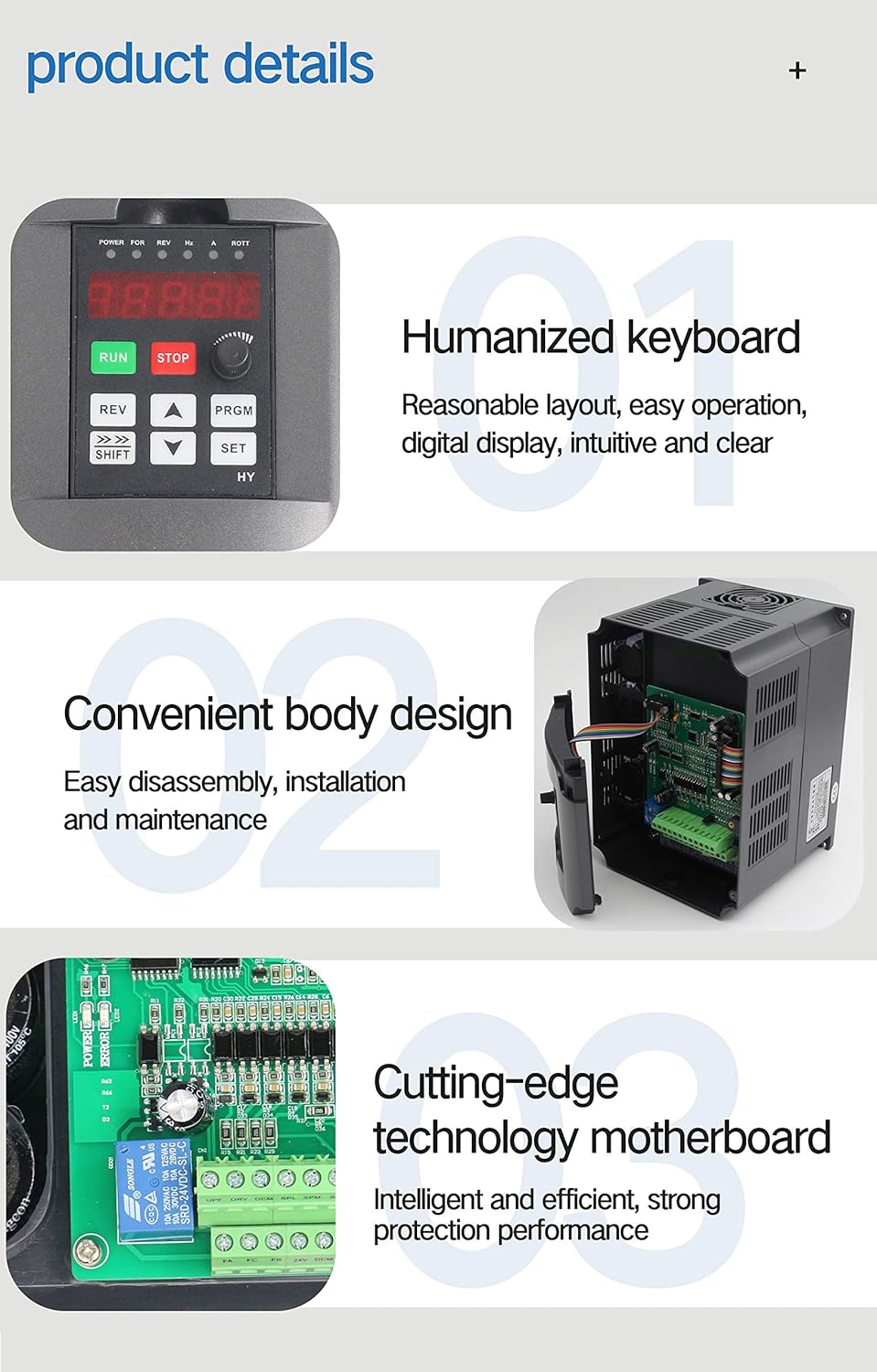 RATTMMOTOR Variable Frequency Drive 2.2KW 220V VFD Drive Inverter Frequency Converter Single Phase Input