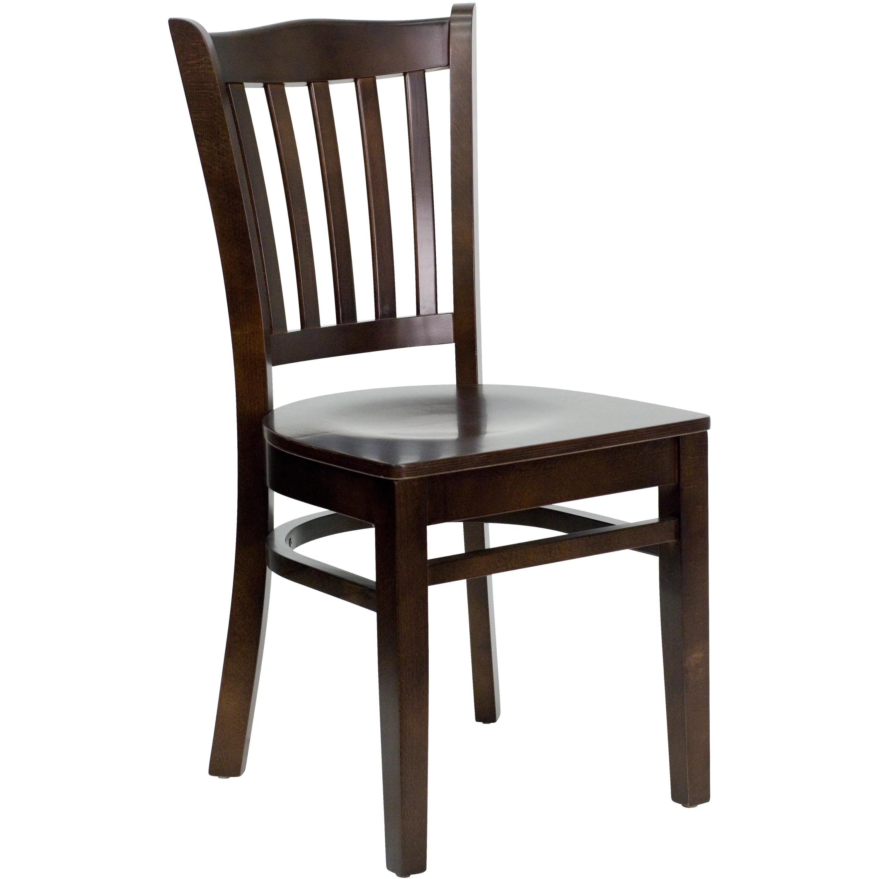 Flash Furniture 2 Pack HERCULES Series Vertical Slat Back Walnut Wood Restaurant Chair