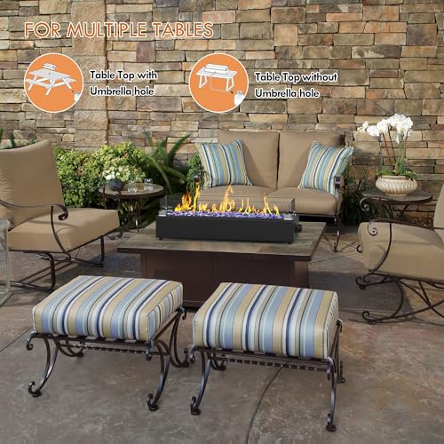 28-inch Table Top Propane Fire Pit, 40,000 BTU Tabletop Firepit for Patio, Outdoor Portable Fireplace Rectangular Fire Bowl w/Wind Glass Shield