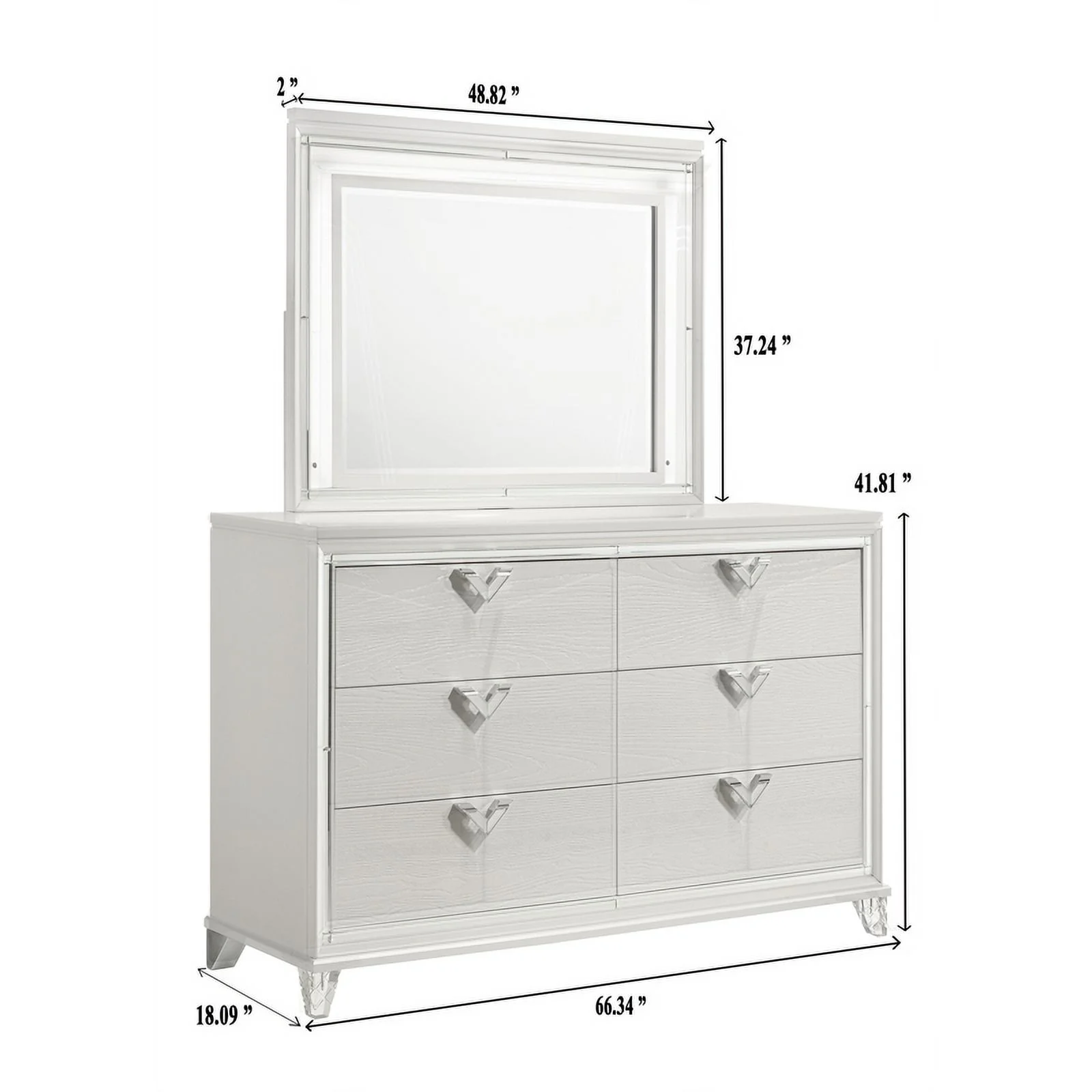 Pemberly Row Prism 5 PC King Modern Bedroom Set made with Wood in White color