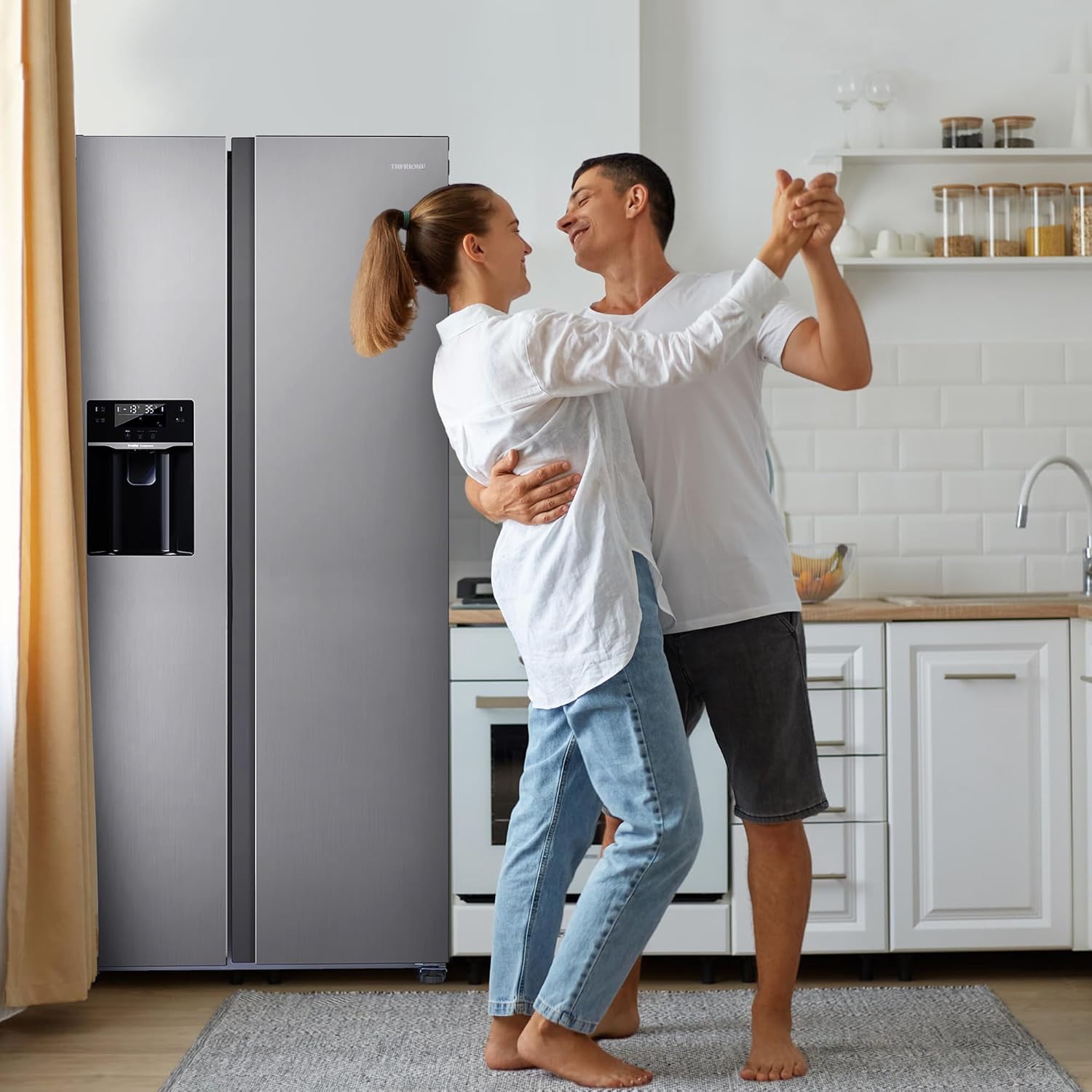 Freestanding Side-by-Side Refrigerator with 18.1 Cu. Ft Capacity, Built-In Ice Maker & Water Dispensers