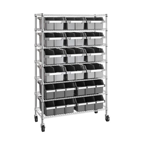 Seville Classics Heavy Duty NSF Bin Rack Solid Steel Wire Shelving Storage Unit, Patented Organizer for Garage, Warehouse, Office, Restaurant