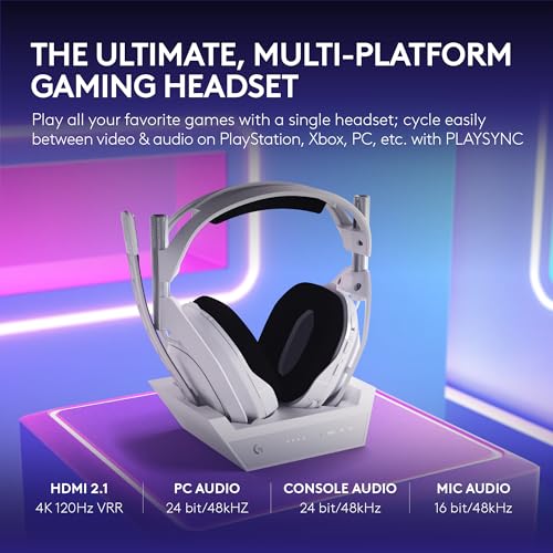 Logitech G Astro A50 Omni-Platform Wireless Gaming Headset + Base Station for PS5, Xbox, PC: PLAYSYNC Audio Switcher,