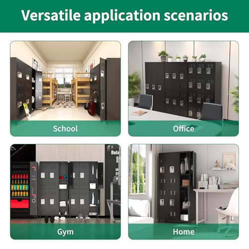 Metal Locker 3 Doors Storage Lockers for Employee,72" Tall Locker with Shelves and Hooks Steel Sports Locker for Office School Office Gym Home Garage