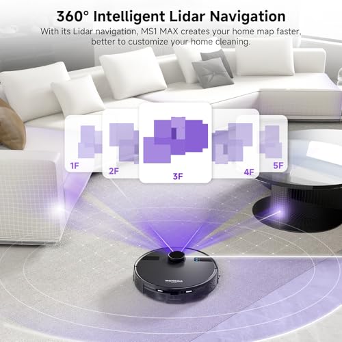 MONSGA Robot Vacuum and Mop Combo, 5000Pa Robotic Vacuum with 3.5L Self Emptying Station, Lidar Navigation Robot Vacuum Cleaner, 180mins Runtime