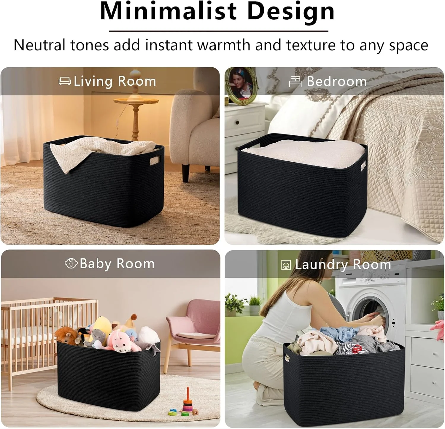118L XXXLarge Cotton Rope Storage Basket, Oversized Blanket Basket, Used for Organizing Dirty Clothes in Living Room, Bedroom, Nursery
