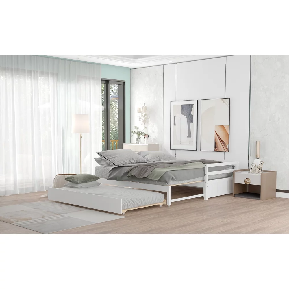 Cosymart Twin or Double Twin Daybed with Trundle,White