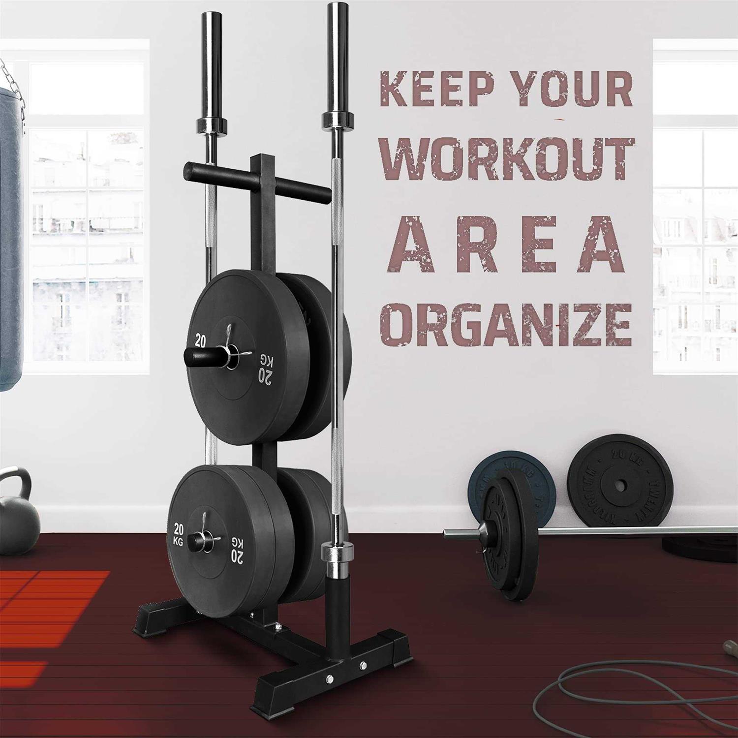 Yes4All Weight Plate Tree Holder &amp; Vertical Barbell Storage Rack For Home Gym - Sports Supplies Online Store