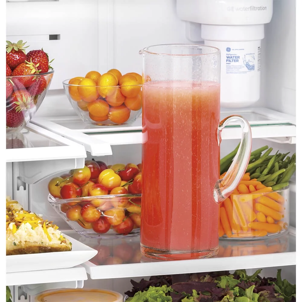 GE Appliances GWE19JGLWW 33 Inch Counter Depth French Door Refrigerator White