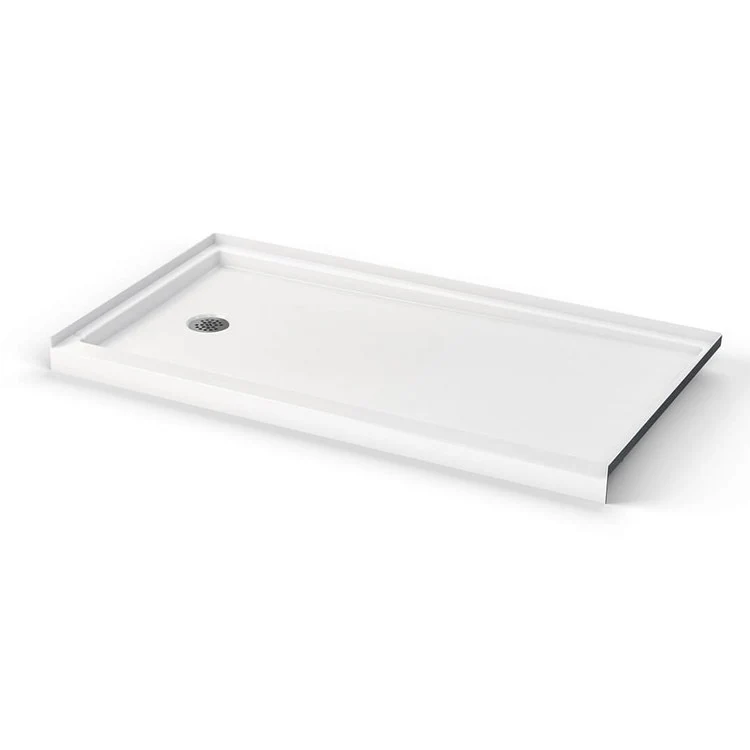 Shower Base Icon Alcove White 60 x 32 Inch AcrylX Left Drain Textured Floor